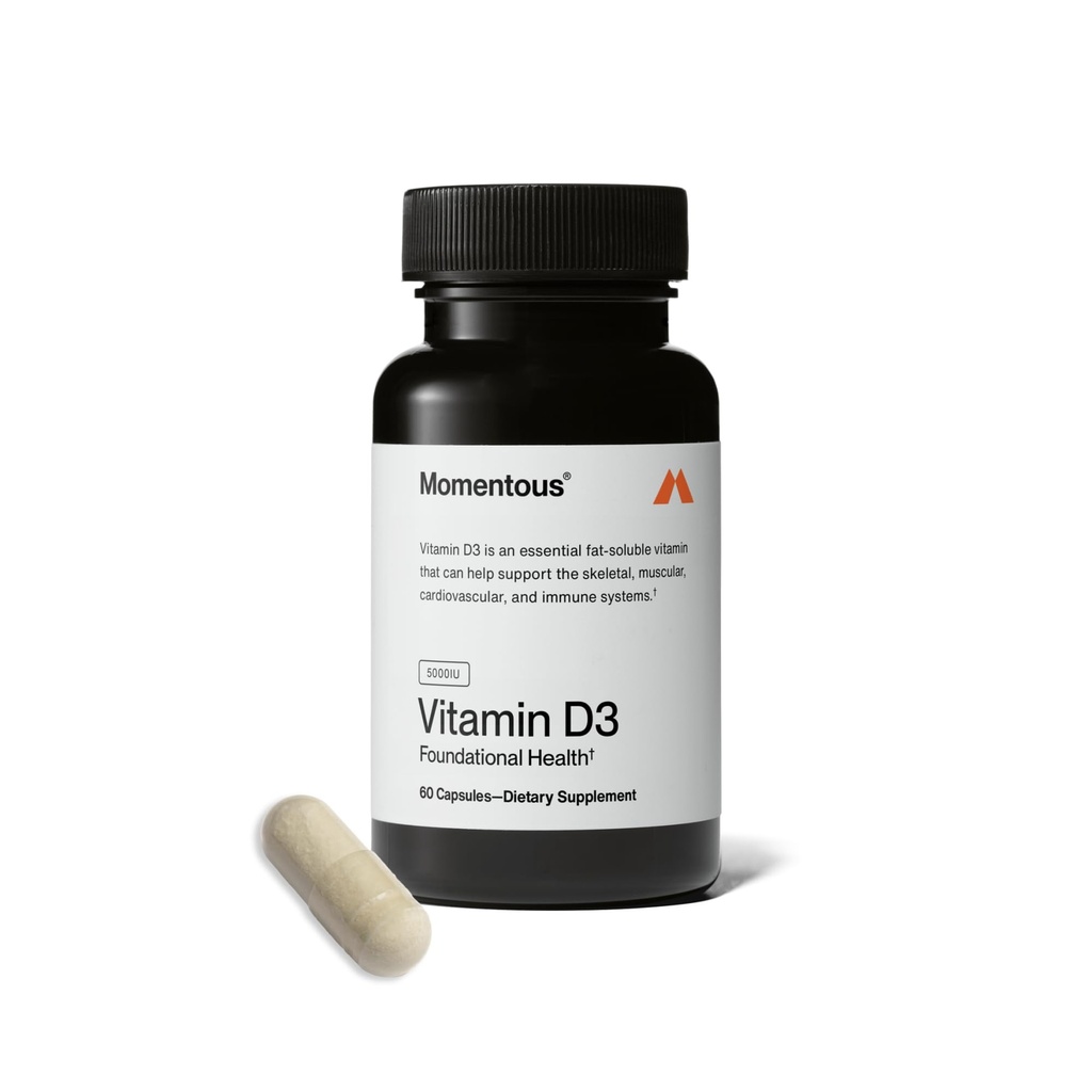 Momentvolle vitamine D3 supplement - 5.000 IE capsules voor Foundational Health Support - NSF gecertificeerd voor sport - Glutenvrij - 60 porties