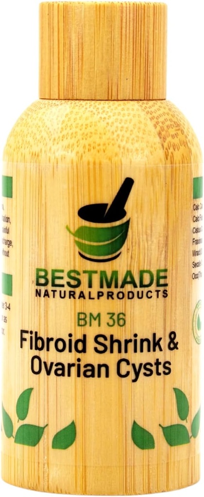 Fibroide Shrink & Ovarian Cysts BM36 - Helpt Krimpen Fibroïden en Ovarian Cysts, Balance Estrogen Niveaus en Voorkom Hergroei, Ondersteuning voor Menstruele Pijn en Pijnlijke Intercourse, 30 ml Drops Bestmade