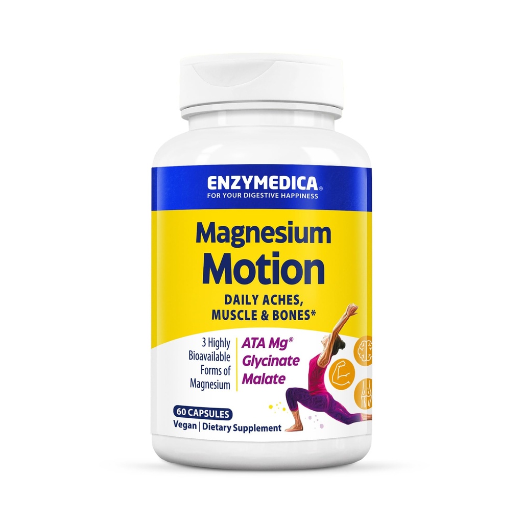 Enzymedica, Magnesium Beweging met 3 vormen van Magnesium, ATA Mg, Glycinate, Malate, Soothes Occasional Ache, Ondersteunt Bones & Muscles, 60 Tellen