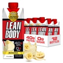 Lean Body Ready-to-Drink Banana Protein Shake, 40g Proteïne, Wei Blend, 0 Suiker, Glutenvrij, 22 Vitaminen en Mineralen, 17 Ounce (Recyclebare Karton & Lid - Verpakking van 12) LABRADA
