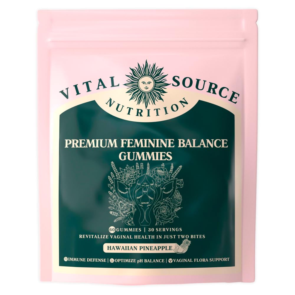 Vitale bron Voeding Vaginale Probiotische Gummies voor vrouwen - pH Evenwicht en Immune Defense, Ondersteuning Gezonde Odor en Vaginale Flora - Veganistisch, Glutenvrij - Hawaïaanse Ananas - 60 Gummies - 30 Serven