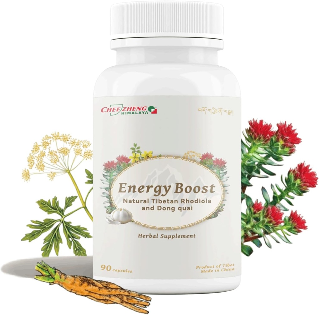 CheezhengHimalaya Rhodiola en Angelica Sinensis, Boost Dagelijkse Energie, Verminder vermoeidheid, Verbeteren van bloed en gezondheid van het hart, Metabolisme, Ondersteuning Longfunctie, Tibetaanse Natual Herbs, 120 Veggie Capsules