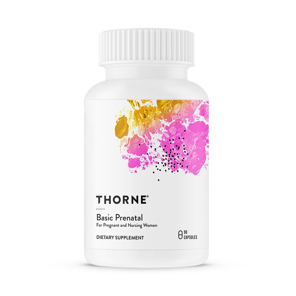 THORNE - Basic Prenatal - Well-Researched Folate Multi for Pregnant & Nursing Women - Includes 18 Vitamins & Minerals, Plus Choline - Third-Party Certified - Gluten, Dairy & Soy-Free - 30 Servings