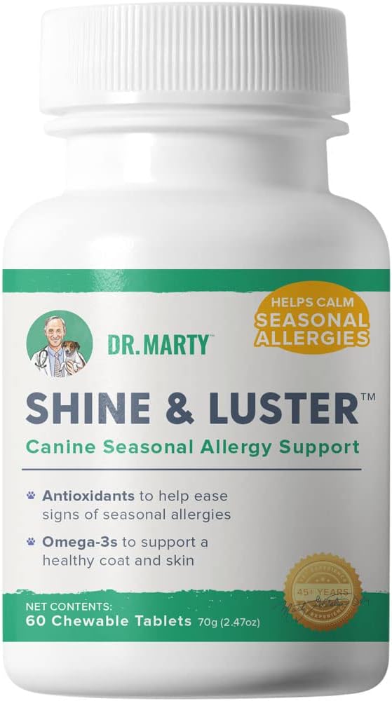 Dr. Marty Shine & Luster Seizoengebonden Allergie Ondersteuning Kauwtabletten voor honden, 60 Ct.