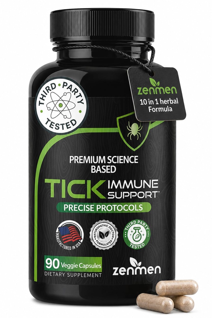 Zenmen Tick Immune Support Supplement - Verbeterde Formule - Japanse Knotweed, Cat's Claw, Chinese Skullcap, Cryptolepis Sanguinolenta, Sweet Wormwood - 90 Vegan Capsules, Made in The USA