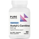 PureFormulas Acetyl L-Carnitine Cognitieve en geheugensteun L Carnitinesupplement voor hersenen, focus, & kalmte Alcar, 500 mg Dairy Free Non-GMO 60 capsules