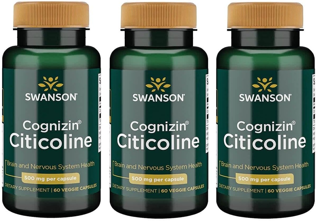 Swanson Cognizin Citicoline 1.000 Milligrammen 60 Veg Capsules (3 Verpakking)