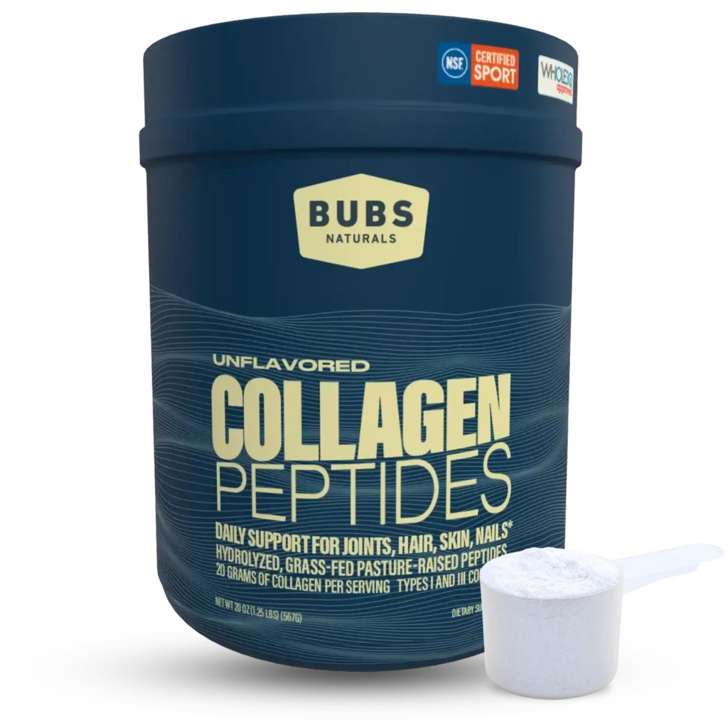 BUBS Naturals Collageen Peptides Powder, Collageen for Women & Men, Hydrolyzed Peptides, Unflavored Pasture Raised Grass Fed, Paleo Keto Friendly, Ondersteunt Hair Skin & Joint Health (20 oz) 28 Servers
