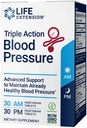 Life Extension Triple Action Blood Pressure, Heart Health Supplement, quercetine, stevia Extract, melatonine, Morning and Night Support, Gluten-Free, Non-GMO, Vegetarisch, 60 tabletten