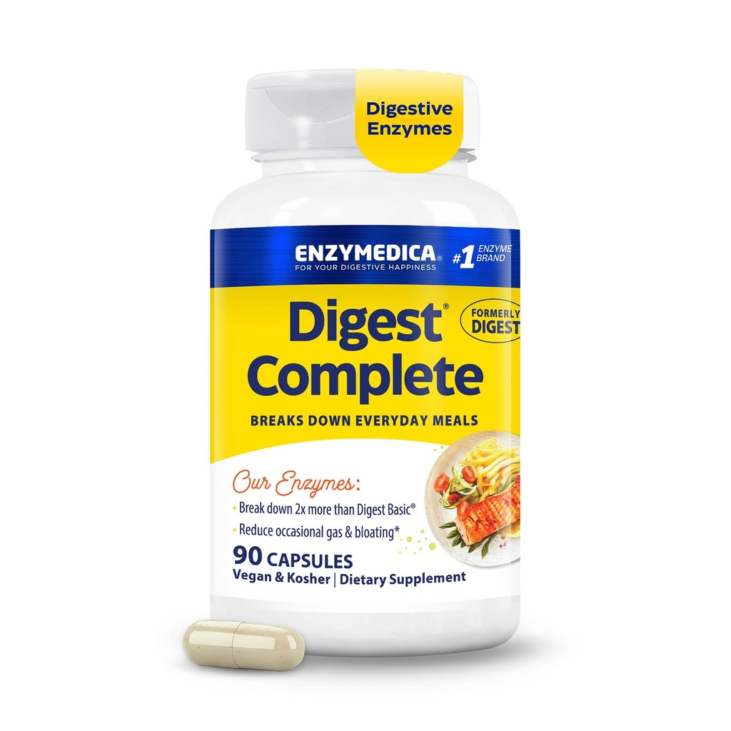 Enzymedica Digest, Full-Range, Everyday Digestieve Enzymes, Biedt snel werkende gas & Bloating Relief, 90 Tel.