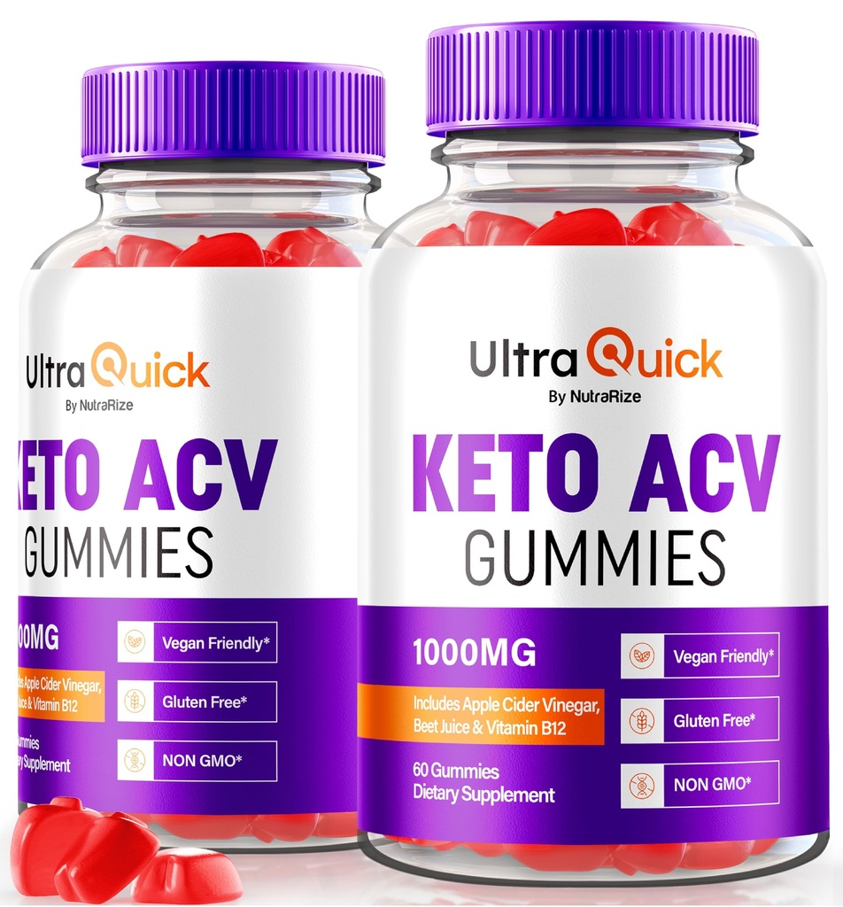 (2 Pack) Ultra Quick Keto ACV Gummies, UltraQuick Keto+ACV Gewichtsverlies Ondersteuning, Premium Keto Plus ACV Formule, Natuurlijke Apple Cider Vinegar, Officiële Gomitas Reviews (120 Gummies)