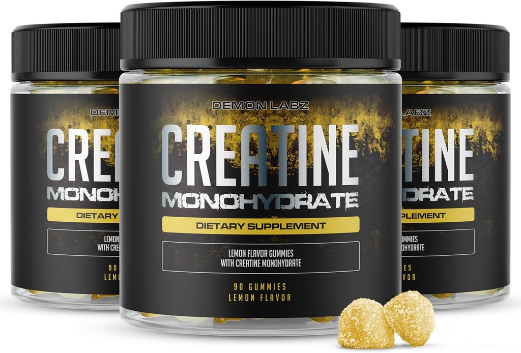 Creatine Monohydraat - Gummies met citroensmaak (90 Tellen (pakket van 3)
