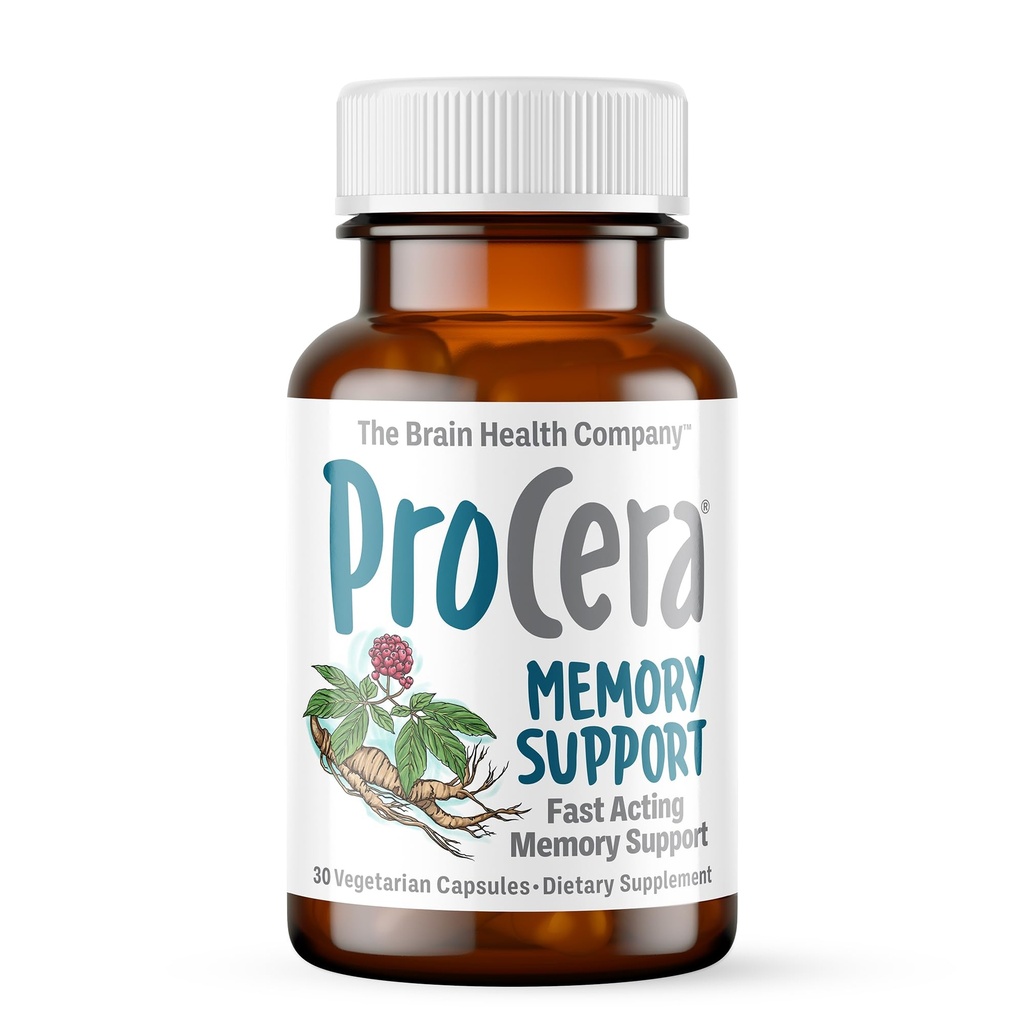 Procera Memory Support - Gebaseerd op 60+ Ingredient Studies - Boost Mental Performance - Clarity - Mood Stability - Stress - Mental Fatigue - Adaptogens - Ginseng - Ginkgo Biloba - 30 Tel.