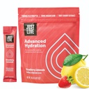 Gewoon Live Geavanceerde Hydration - Aardbei limonade, Electrolyte Drink Mix, Tart Cherry Extract, Ondersteunt Herstel & Absorptie, Lage Suiker, 14 Pack