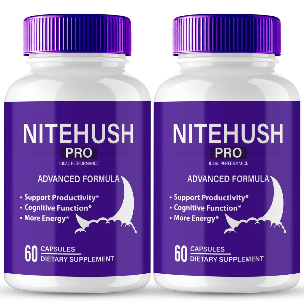 Nite Hush Pro Brain Supplements for Memory and Focus Capsules, NiteHush Advanced Formula Brain Health Support - Maximum Strength Nootropics NiteHushPro All Natural Support Pills Reviews (2 Pack)