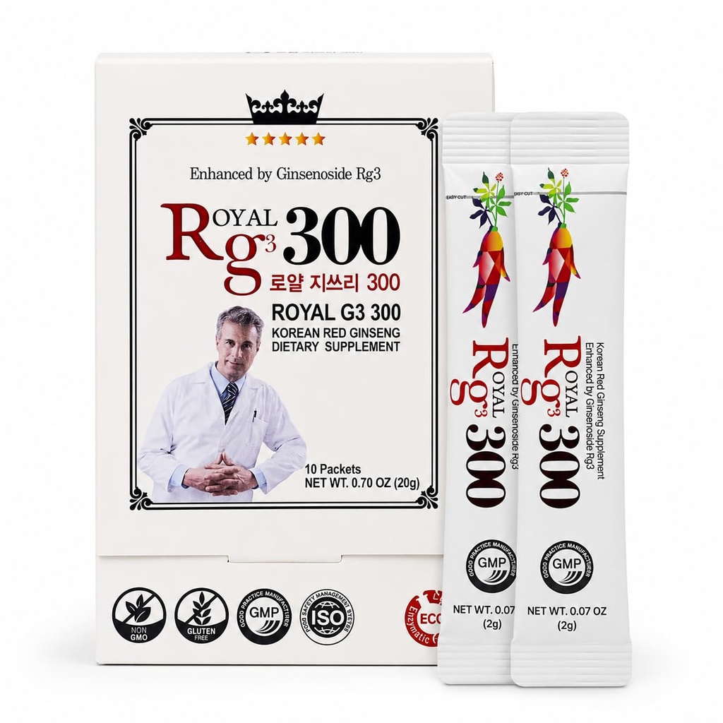 RG3 300- Ginsenosides Rg3 Enhanced (Rg3: 50mg/Sachet) Korean Red Panax Ginseng Powder-Made in Korea, 10 Sachets, Zeldzame Ginsenoside