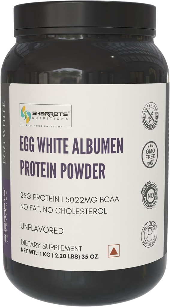 Egg White Albumen Protein Powder, 2.2 lbs Unflavored, Proteine Powder for Women Mannen Volwassenen Atleten Bodybuilding Beginners Jongens Meisjes Familie, Halal Certified - Niet GGO, Gluten Dairy Free