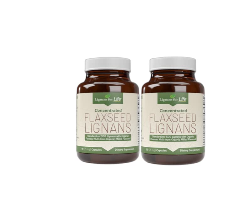 Lignans voor het leven Vlaszaad Lignans voor honden + SDG - Omega 3 vetzuren, hoge vezel Antioxidanten - helpt verbeteren glanzende jas, spijsvertering en hart gezondheid Vlas Zaad voor honden, 90 Vlaszaad Capsules, 2 Pack