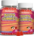 2 Pack Biotin Gummies for Hair Growth 10000 mcg, Hair Skin and Nails Gummy with Folic Acid, Vitamines A, B, C, E & D, Vegan biotin Vitaminen for Women & Men, 120 Gummies
