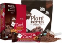 NuGo Dark Chocolate Pretzel w/SS, 12g Vegan Proteine, Glutenvrij, Kosher Pareve, Non-GMO, 12 Tellen en NuGo Plant Proteïne Poeder, Chocolade, 20g Proteïne, 3g Suiker, 25 Servers