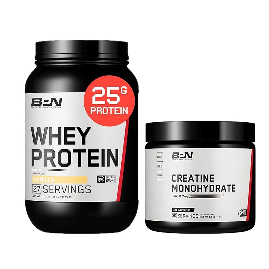 BARE PERFORMANCE NUTRITION BPN Creatine Monohydraat & Wei Vanille Proteïne Poederbundel
