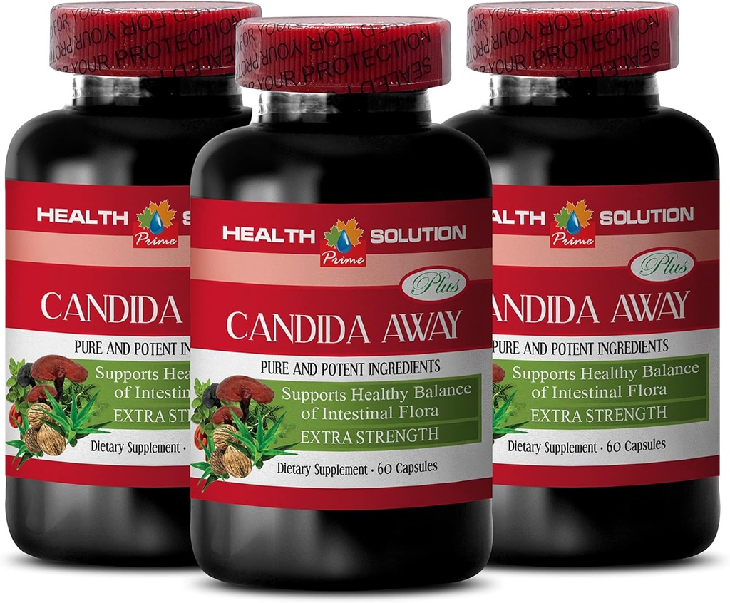 Immunity Support Supplement - Candida Away Plus - Candida Digestive - Candida Cleanse Extra Strength - Digestive Pill - Candida Cleanse for Women and Men - Candida Overrowth - 3 Flessen 180 Capsules