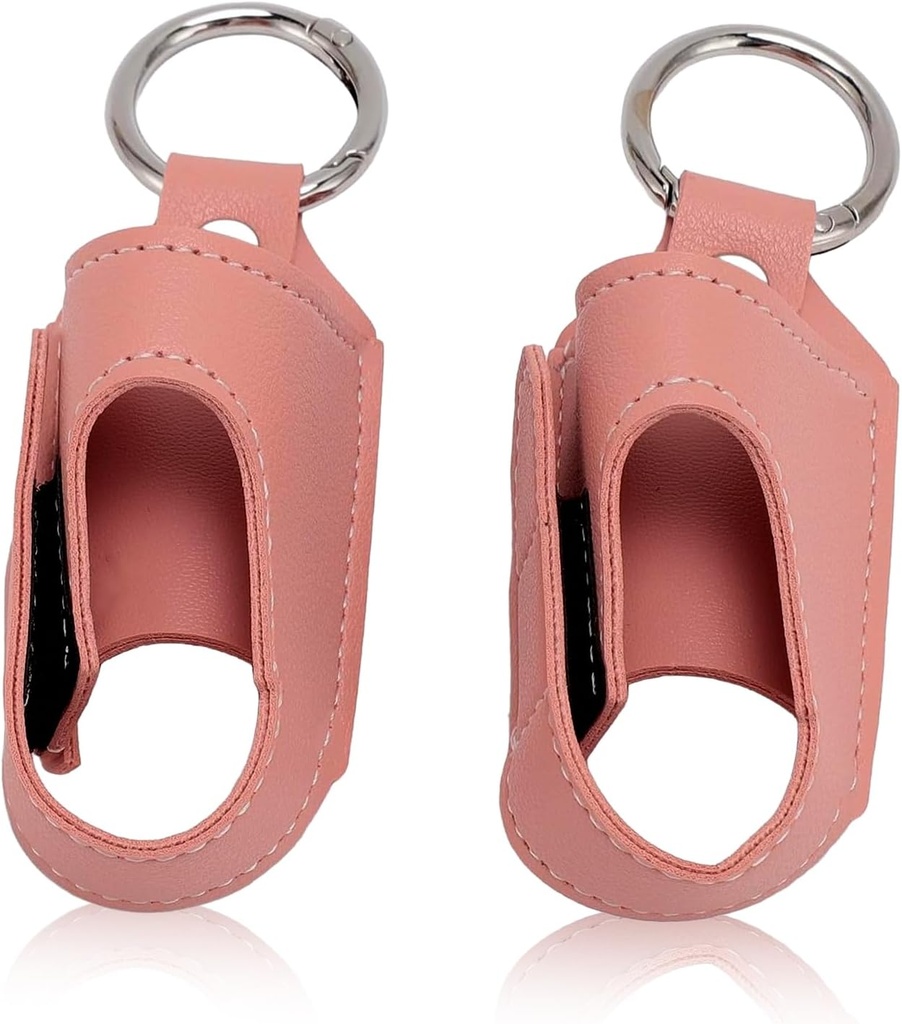 HURRISE 2pcs Asthma Inhaler Holder, Inhaler Holder Keychain, Portable Storage Protective PU Leather Case with Carabiner Clip - Versatile Usage, Stylish and Design for Travel