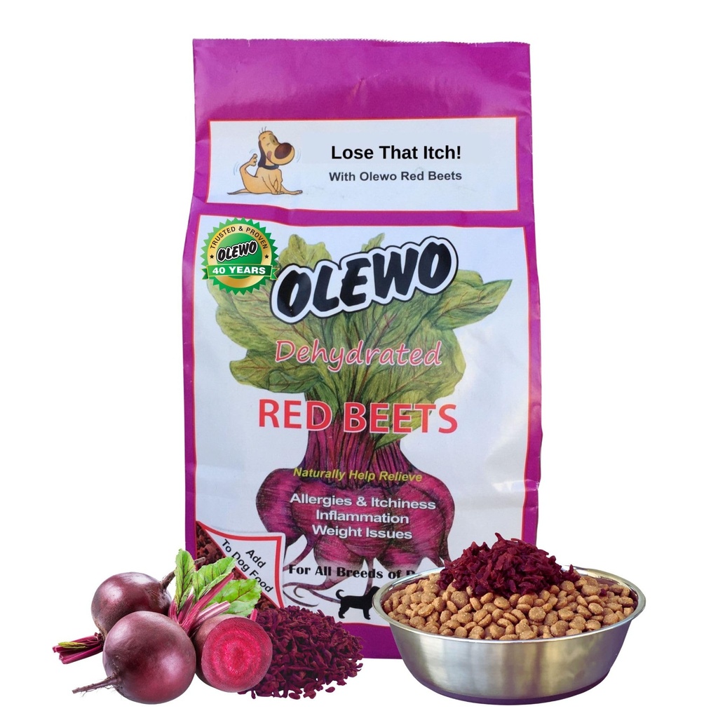 Olewo Original Red Beets for Dogs, Natural Anti Itch for Dogs, Dog Food Topper, Immune, Cleansing, Skin & Coat Support, Dehydrated Whole Food Hond Multivitamine, Fiber for Dogs, 1 lb