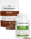 Echte Paddenstoelen Ergothioneine (60ct) en Reishi Biologische Poeder (45 servers) Bundel met Shiitake en Oyster Mushroom Extracten - Langlevendheid en Ontspannen -Veganistisch, Glutenvrij, Non-GMO
