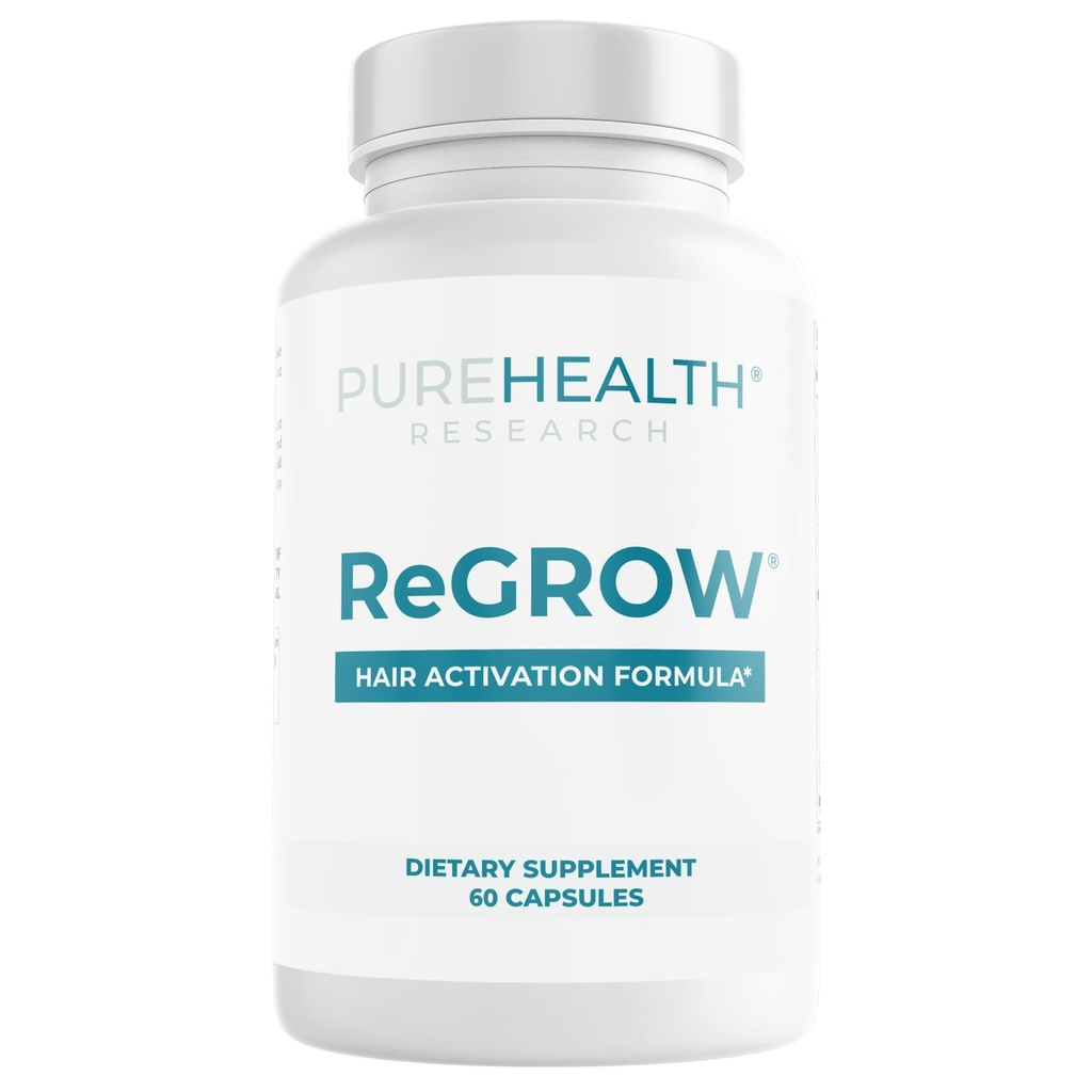 PUREHEALTH ONDERZOEK REGrow - Haargroei Vitaminen - met Saw Palmetto, Biotin, Collageen, Zink, IJzer, Jodium, Selenium & More - Hair Supplements for Women & Men - 60 Capsules