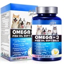 Omega-3 Visolie voor honden, Omega 3 Visolie met EPA & DHA ondersteunt Honden Seizoensgebonden Allergieën Relief, Verhoogt Immuunfunctie, Itch Huidrelief & Promote Coat Health, Pet Supplementen - 120 Zachte Gels