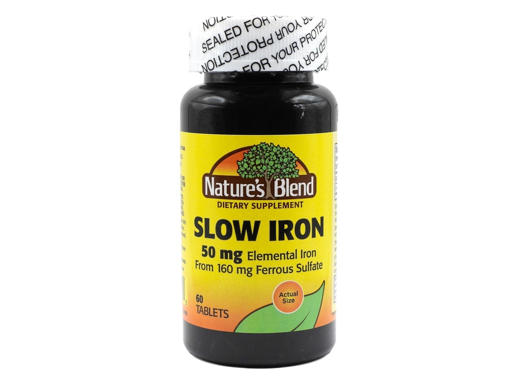 Nature's Blend Slow Iron 50 mg (160 mg) Vergelijk met Slow Fe 60 tabletten