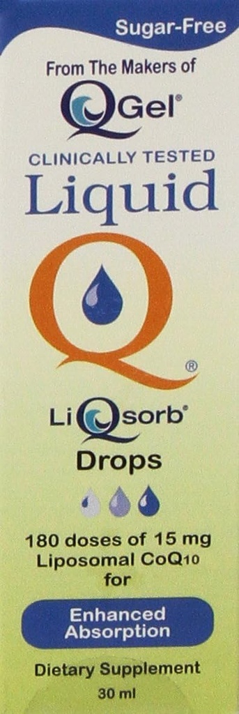 Liquid Q® LiQsorb® Liposomal CoQ10 Drops (Non Flavored, Sugar Free, Non GMO) 30ml