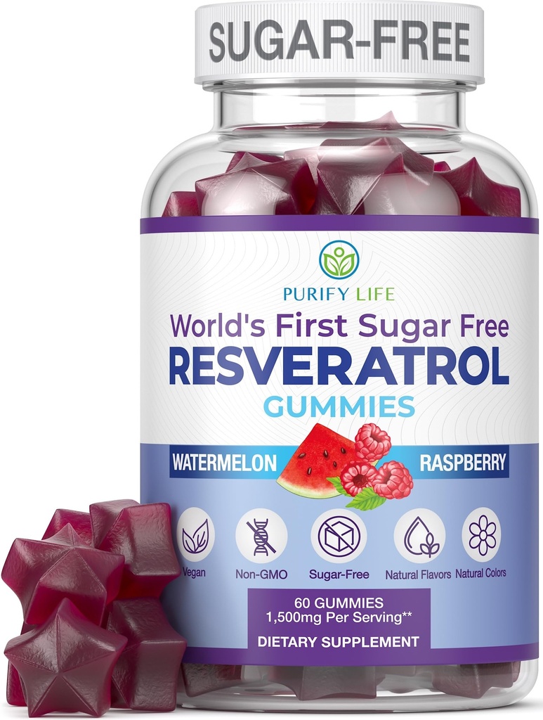 Sugar-Free Resveratrol Gummies - Krachtige Anti-Aging Antioxidant - Resveratrol supplement ter ondersteuning van de spijsvertering en de immuungezondheid - Natuurlijke kruiden voor celgroei en reparatie - Gemakkelijk Kauwbare NMN Alternatief