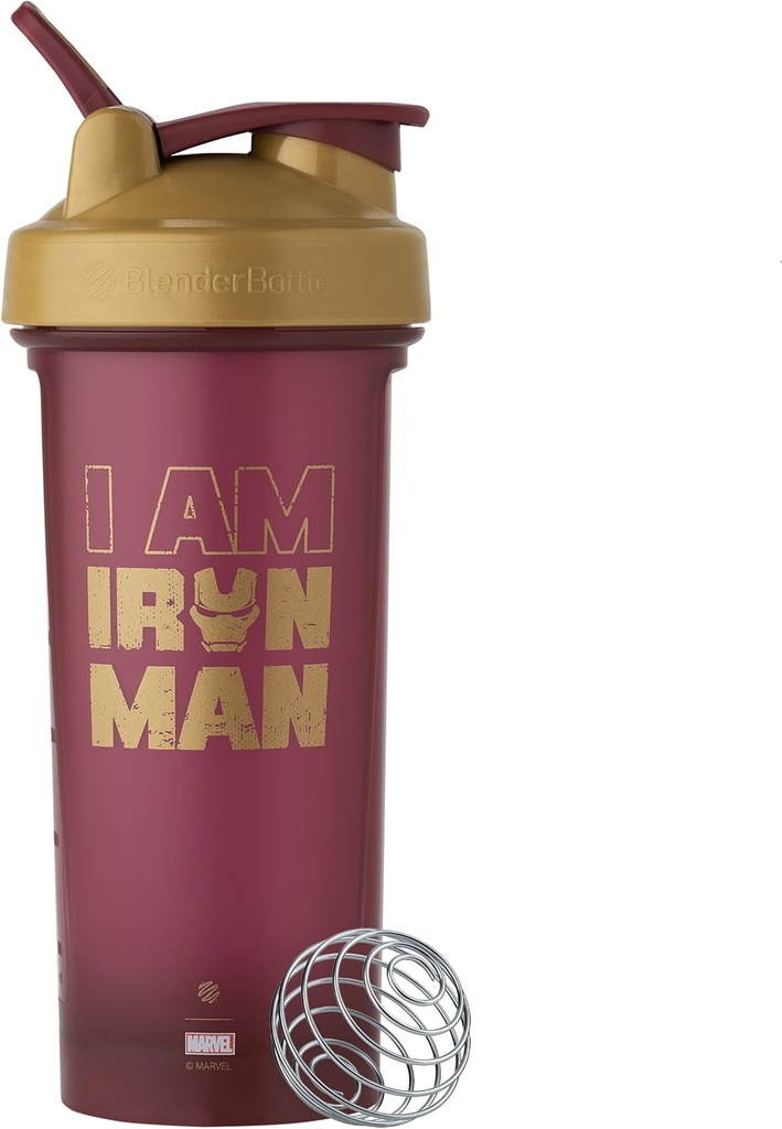 BlenderBattle Marvel Classic V2 Shaker Bottle Perfect voor eiwitshakes en pre-workout, 28-Ounce, Iron Man
