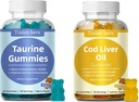 Taurine Gummies 1000mg, kabeljauwleverolie Gummies 1000mg, suikervrij voor volwassenen en kinderen, aminozuren, omega-3s & vitamine A&D voor cognitieve, hart en oog gezondheid, Boost Immune
