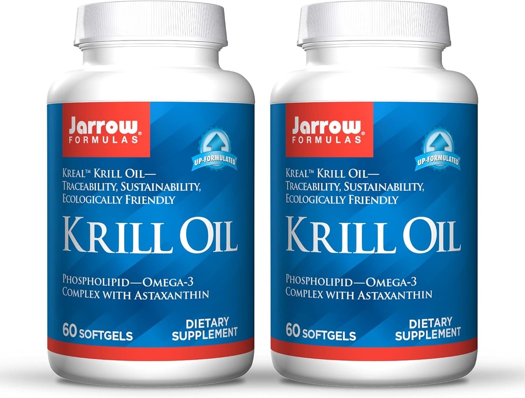 Jarrow Formulas Krill Oil - 60 Softgels - Phospholipid Omega-3 Complex with Astaxanthine - May Support Lipide Management, Hersenfunctie & Metabolisme - 30 porties