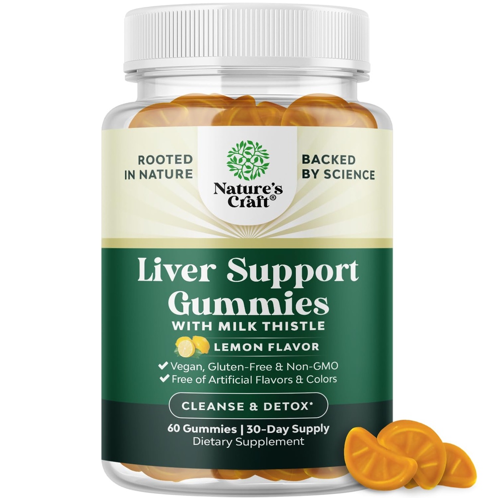 Reiniging Kruidenlever Detox Gummies Lever Ondersteuning Melkdistel Gummies met Artichoke Extract Kurkuma en L-Carnitine - Vegan en niet-GMO - Sweet Lemon (30 Servers)