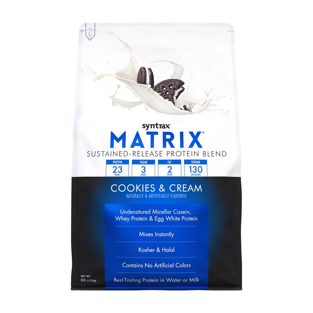 Syntrax Nutrition Matrix - Sustained-Release Proteïne Blend, Cookies & Cream 5 lbs. Real Cookie Pieces