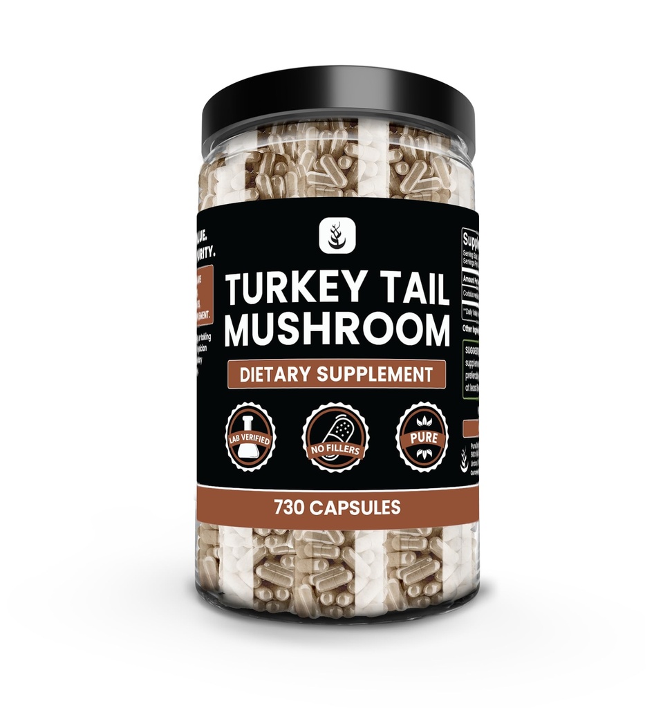 PURE ORIGINEEL INGREDIËNTEN Turkije staart Paddestoel (730 Capsules) Geen Magnesium of Rijst Fillers, altijd zuiver, Lab geverifieerd
