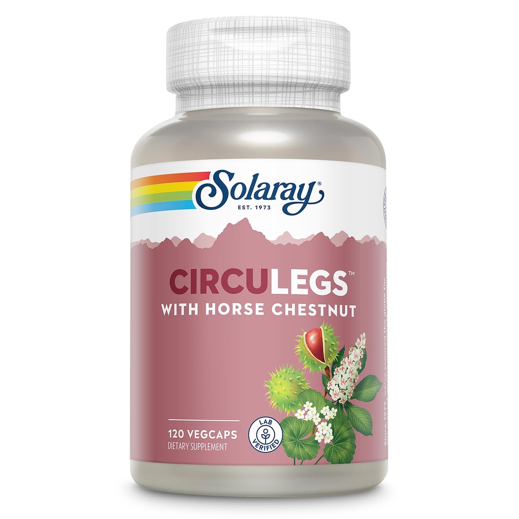 SOLARAY Circulegs - Herbal Supplements for Wellness Support w/Horse Chestnut Extract and Vitamin C, Plus Gotu Kola, Flavonoids, Hesperidin Blend - Vegan, Gluten Free, 60-Day Guarantee - 60 Servings