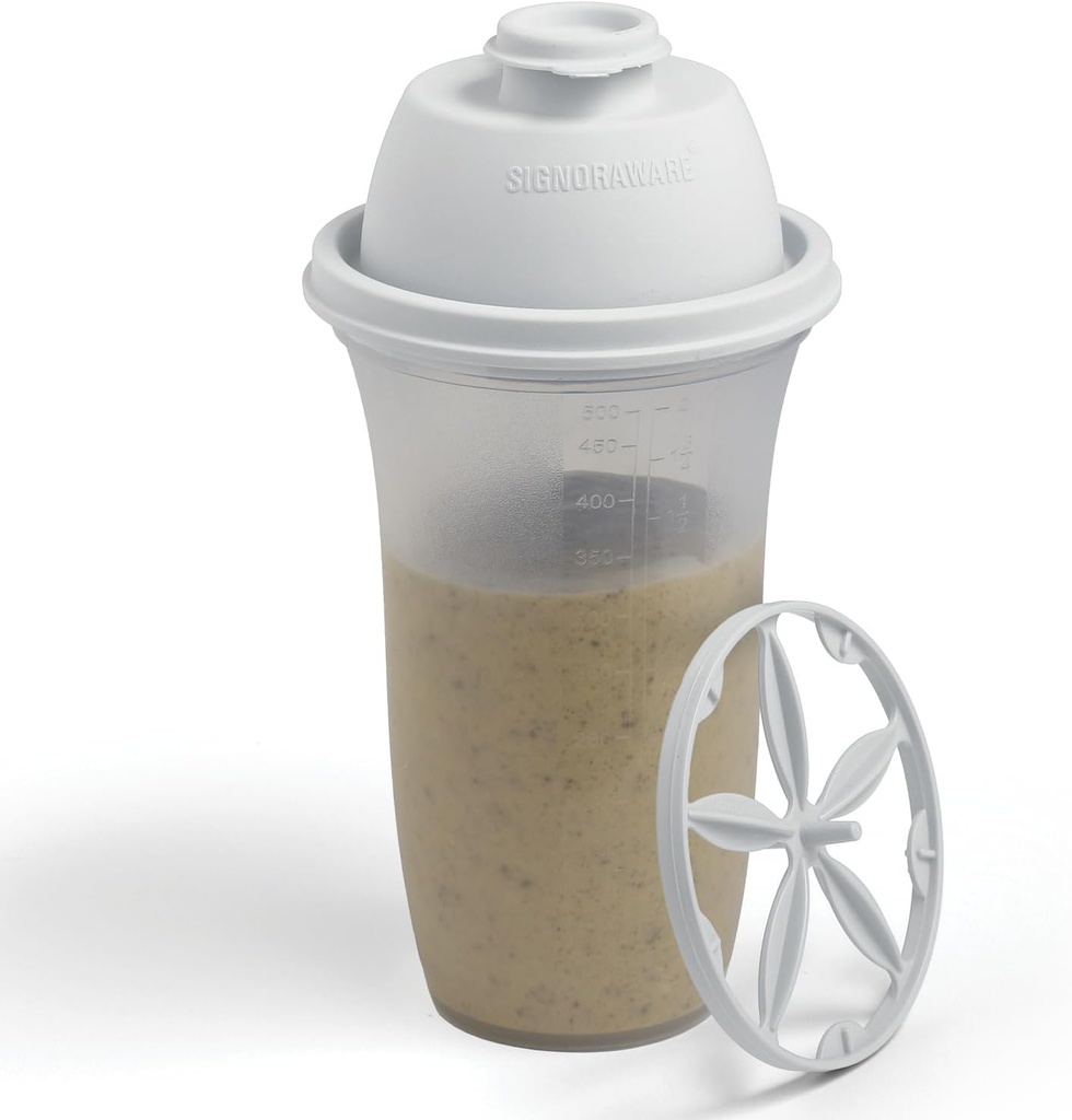 SIGNORA WARE Shaker Flessen 17-Ounce Plastic Protein Shake Bottle for Meal Replacement Shakes & Smoothies, Dranken, Mixing Salade Dressing & Sausen, Margarita, & More