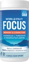 Natural Vitality Focus, Magnesium L-Threonaat en Fosfatidylserine Nootropic Brain Supplements for Memory, Focus, and Cognitie, Glutenvrij, Vegetarisch, 60 Capsules