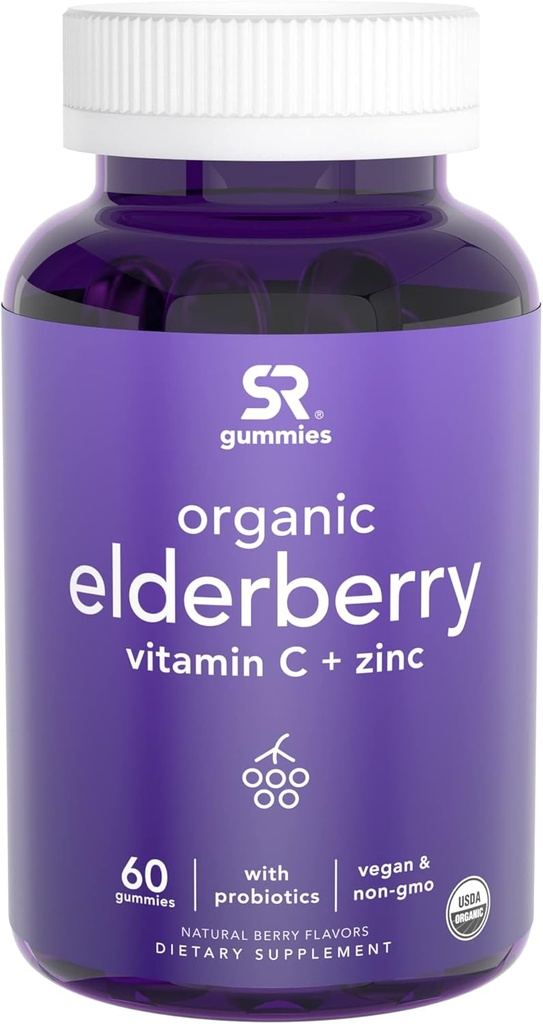 Vlierbessen Gummies Concentraat (65:1) met vitamine C, zink en probiotica voor Immune Support & Gut Health 