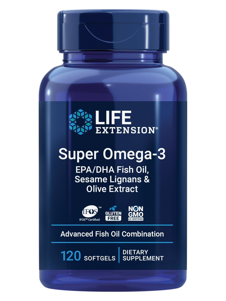 Life Extension Super Omega-3 EPA/DHA met Sesam Lignans & Olive Extract, 120 Tellen
