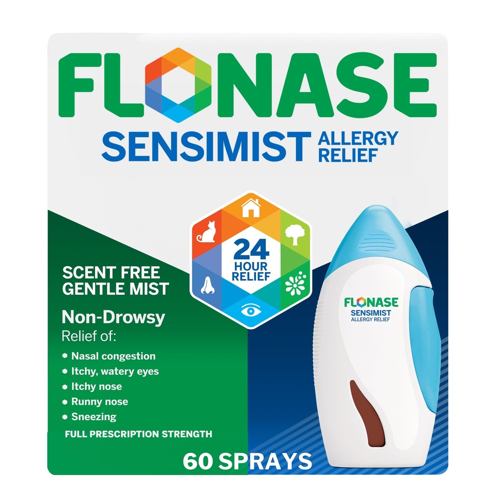 Flonase sensimist Allergie Relief Neusspray voor Niet-Drowsy, 24-uurs Multi-Symptoom Allergie Relief 60 Sprays
