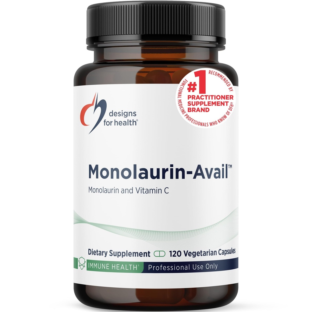 Designs for Health Monolaurin-Avail - 1000mg Glycerol Monolauraat + Vitamine C met Zonnebloemlecitijn om Monolaurin Absorptie te verbeteren - Non-GMO + Gluten Free Immune Support Supplement (120 capsules)
