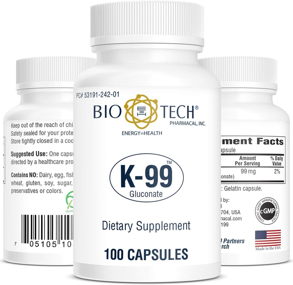 Bio-Tech Pharmacal Kalium Dieetsupplement (K-99 Gluconaat, 100 Tel)