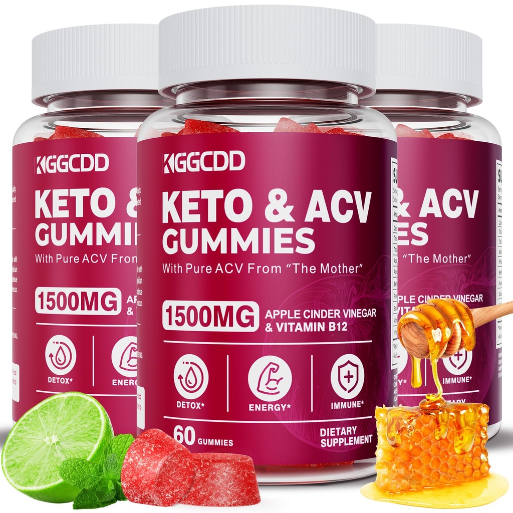 (3 Pack) Keto ACV Gummies Extreme 1500MG Keto Gummies Apple Cider Vinegar Geformuleerd met Granaatappel Beet Sap Poeder B12 Vegan Non GMO 180 Gummys
