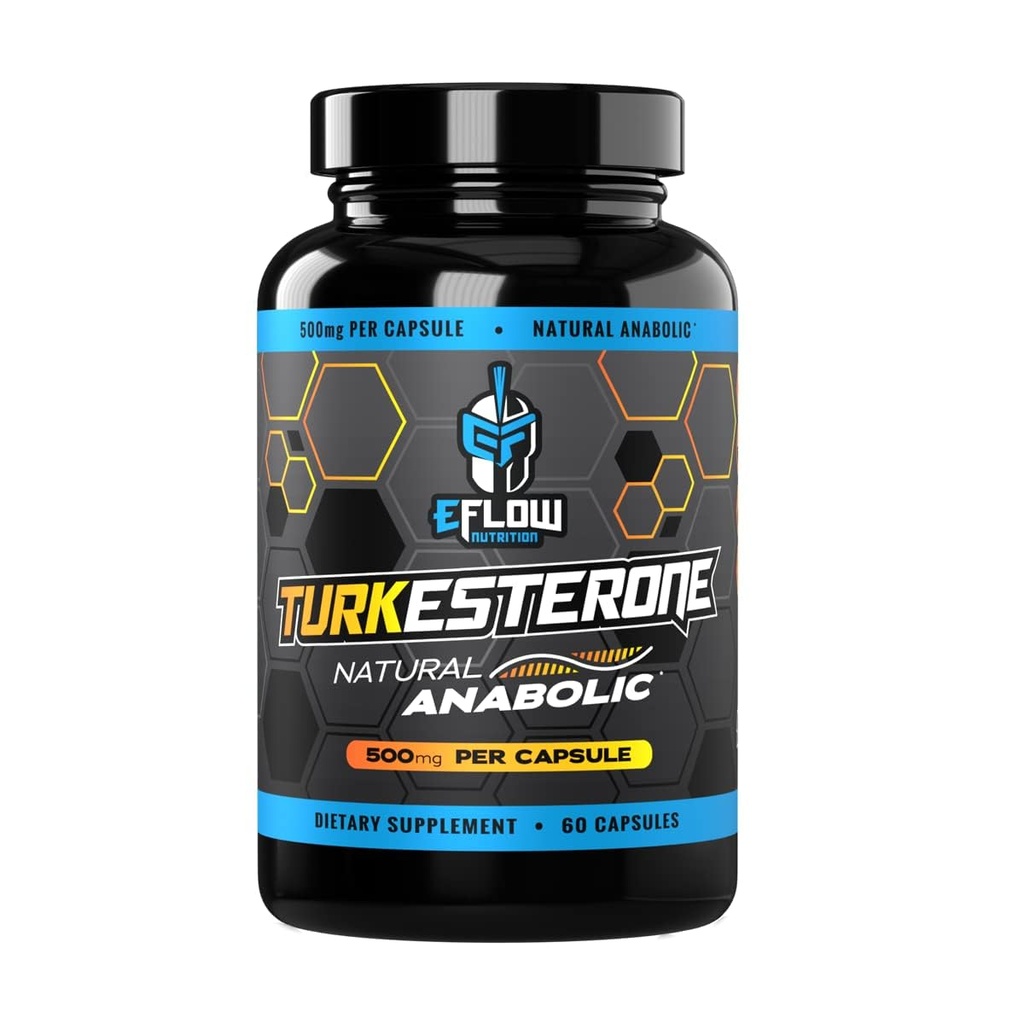 eFlow Nutrition Turkesterone Supplement for Men [Hoogste zuiverheid] + Cyclodextrine for High Absorptie - Verhoog de uithoudingsvermogen, Lean Muscle Growth & Recovery, Boosts Drive - 3rd Party Tested (60 capsules)